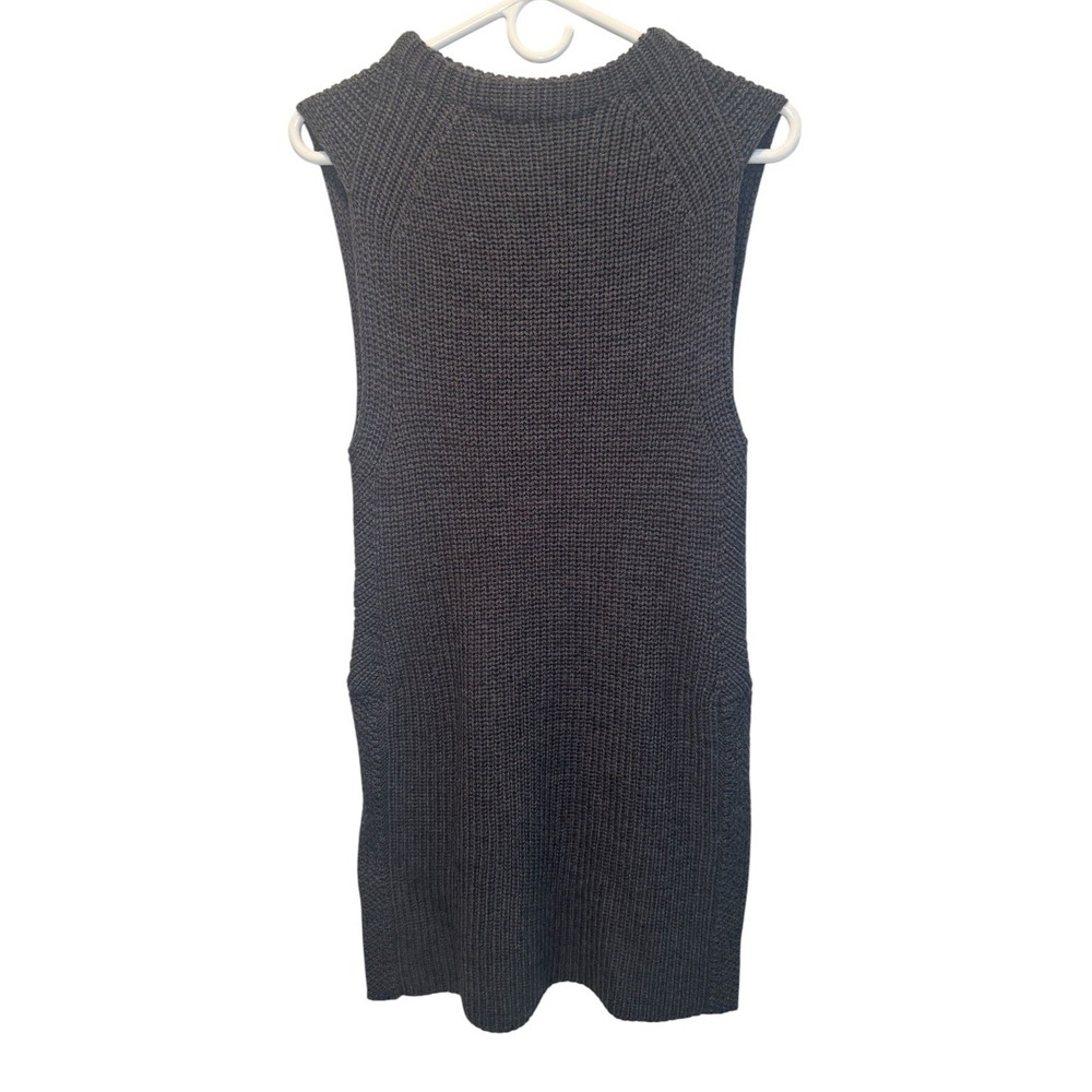 Three Dots Womens Gray Sweater Dress Merino Wool Blend Mock Neck Medium Academia